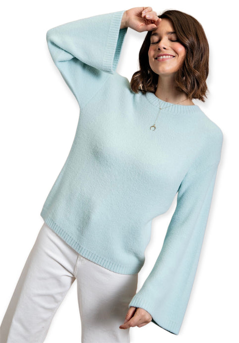 Lilian Sweater Top- Super Soft-Sky Blue