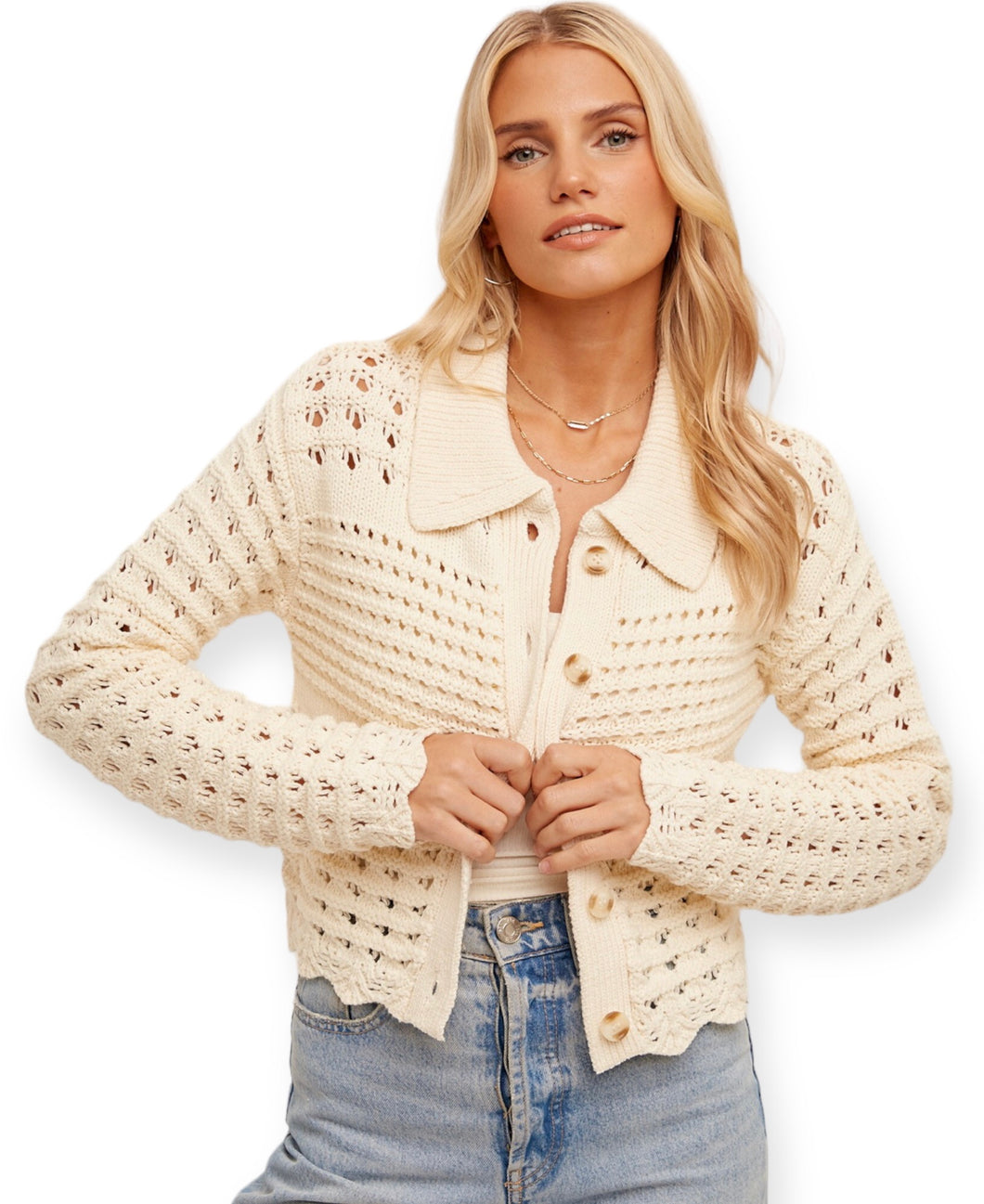 The Brooke White Button up Cardigan