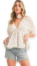 Load image into Gallery viewer, Jade Eyelet Embroidered Top- White
