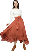 Load image into Gallery viewer, Scarlett’s Fluttery Flowy Maxi Skirt- Terra Cotta
