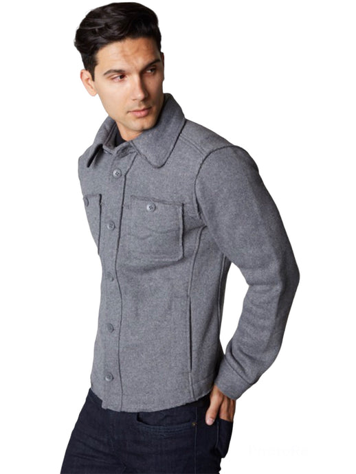 Premium Wool Blended Raw Edge Jacket- Grey