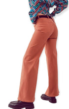 Load image into Gallery viewer, Cotton Blend Wide Leg Jeans In Orange
