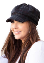 Load image into Gallery viewer, Black Plaid Newsboy Caps
