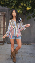 Load image into Gallery viewer, The Rosa&#39; Mixed Print Long Sleeve Top
