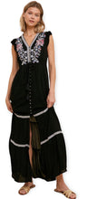 Load image into Gallery viewer, Bohemian Embroidered Maxi Dress- Black
