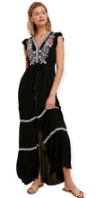 Load image into Gallery viewer, Bohemian Embroidered Maxi Dress- Black
