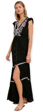 Load image into Gallery viewer, Bohemian Embroidered Maxi Dress- Black
