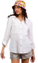 Load image into Gallery viewer, Daisy White Long Sleeve Button Down Shirt
