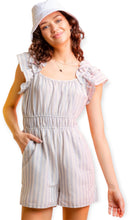 Load image into Gallery viewer, Chole&#39;s Sleeveless Woven Striped Romper- Blue
