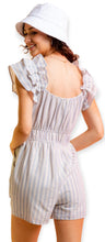 Load image into Gallery viewer, Chole&#39;s Sleeveless Woven Striped Romper- Blue
