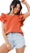 Load image into Gallery viewer, Dahlia&#39;s Ruffled Short Sleeve Blouse - Rust
