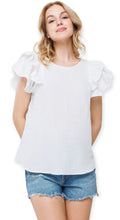Load image into Gallery viewer, Dahlia&#39;s Ruffled Short Sleeve Blouse- Ivory

