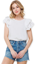 Load image into Gallery viewer, Dahlia&#39;s Ruffled Short Sleeve Blouse- Ivory
