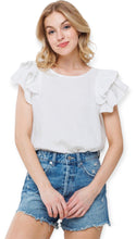 Load image into Gallery viewer, Dahlia&#39;s Ruffled Short Sleeve Blouse- Ivory
