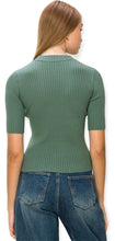 Load image into Gallery viewer, Aurelia Mock-Neck Ribbed Sweater Top- Olive
