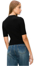 Load image into Gallery viewer, Aurelia Mock-Neck Ribbed Sweater Top- Black
