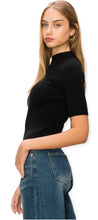 Load image into Gallery viewer, Aurelia Mock-Neck Ribbed Sweater Top- Black
