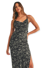 Load image into Gallery viewer, Valentina Floral Satin Cowl Neck Midi Dress
