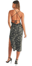 Load image into Gallery viewer, Valentina Floral Satin Cowl Neck Midi Dress
