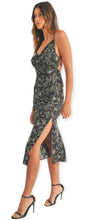Load image into Gallery viewer, Valentina Floral Satin Cowl Neck Midi Dress
