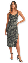 Load image into Gallery viewer, Valentina Floral Satin Cowl Neck Midi Dress
