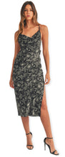 Load image into Gallery viewer, Valentina Floral Satin Cowl Neck Midi Dress

