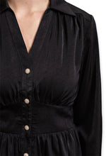 Load image into Gallery viewer, Ruby”s Satin Dress With Jeweled Buttons- Black
