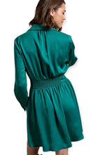 Load image into Gallery viewer, Ruby”s Satin Dress With Jeweled Buttons- Jade
