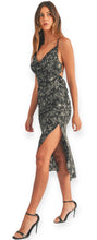 Load image into Gallery viewer, Valentina Floral Satin Cowl Neck Midi Dress
