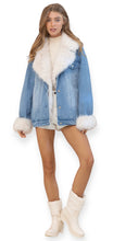 Load image into Gallery viewer, Charlotte&#39;s Oversized Fur Denim Jacket
