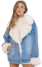 Load image into Gallery viewer, Charlotte&#39;s Oversized Fur Denim Jacket
