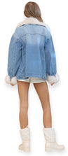 Load image into Gallery viewer, Charlotte&#39;s Oversized Fur Denim Jacket
