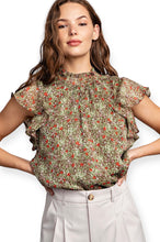 Load image into Gallery viewer, Amerie Floral Ruffle Short Sleeve Top
