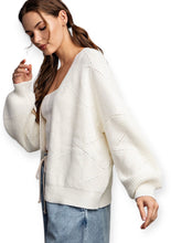 Load image into Gallery viewer, Ribbed Knit Balloon Sleeve Cardigan
