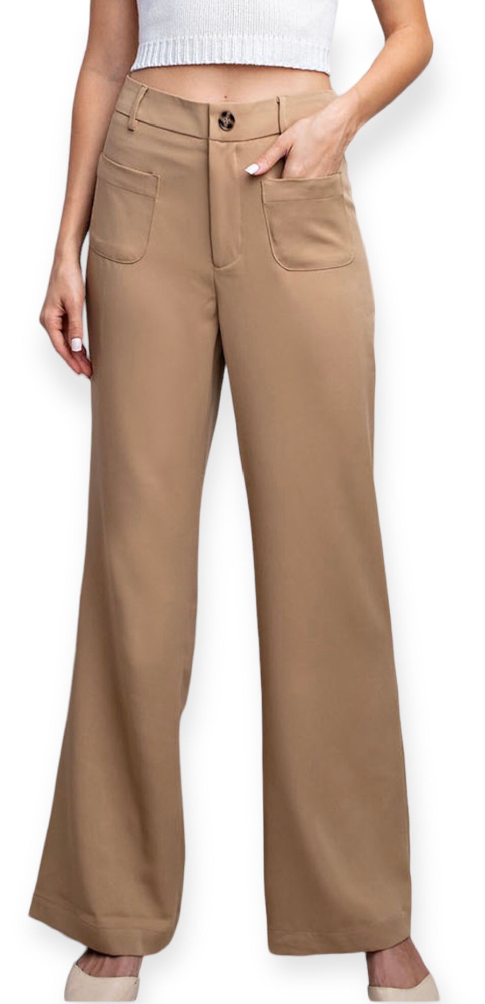 The Sophia Straight Pant- Taupe