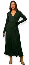 Load image into Gallery viewer, Forest Green Side Slit Sweater Dress
