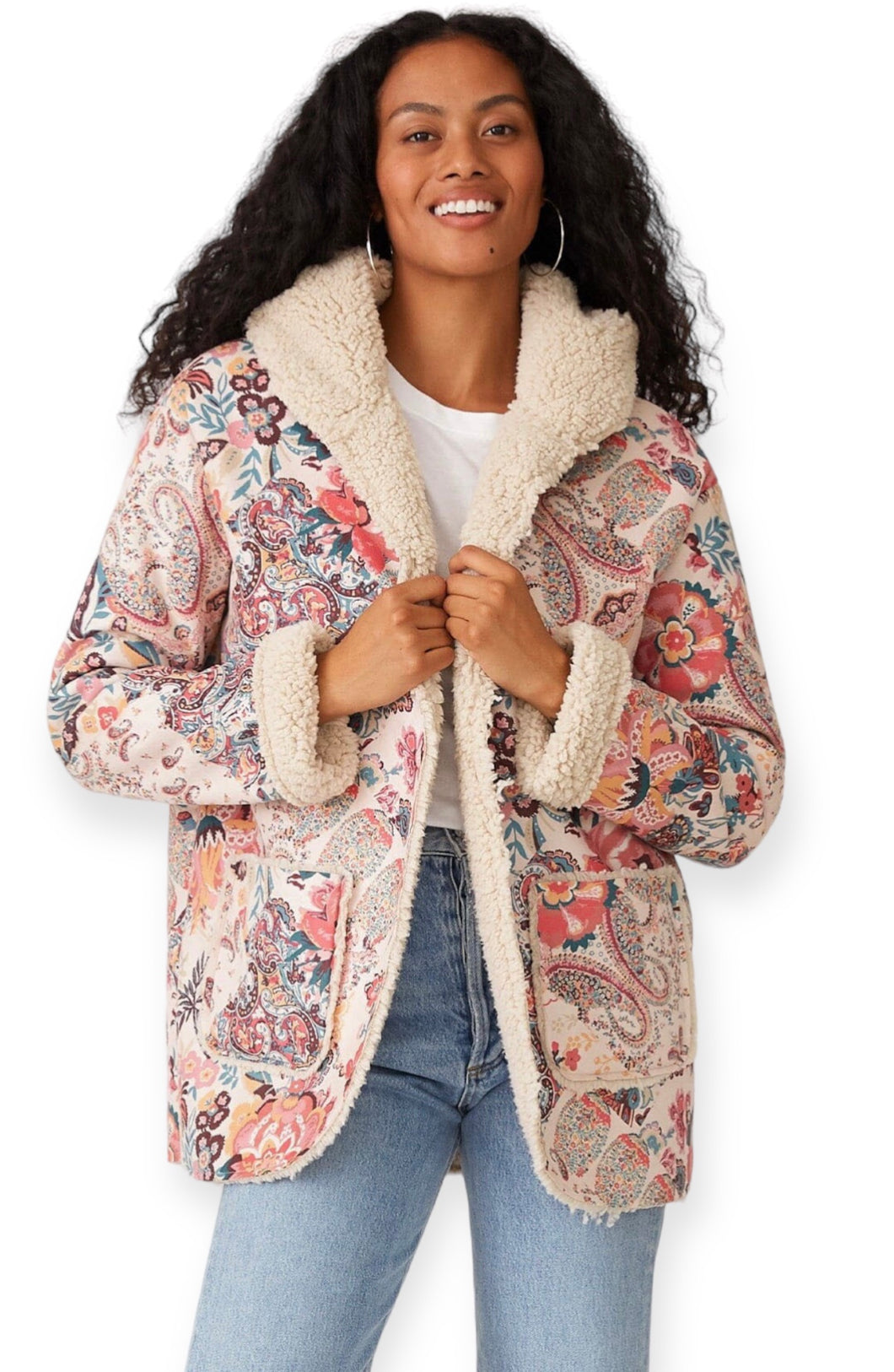 Lydia's Sherpa Soft Paisley Hooded Jacket