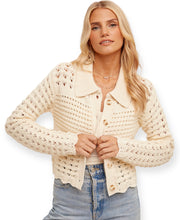 Load image into Gallery viewer, The Brooke White Button up Cardigan

