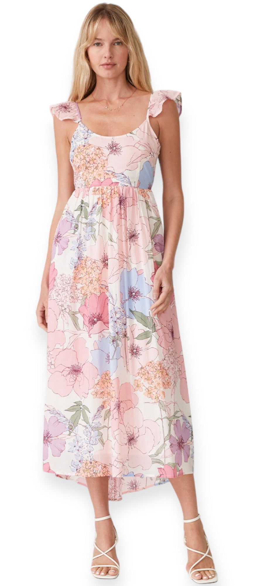 Pastel Floral Spring/Summer Maxi Dress