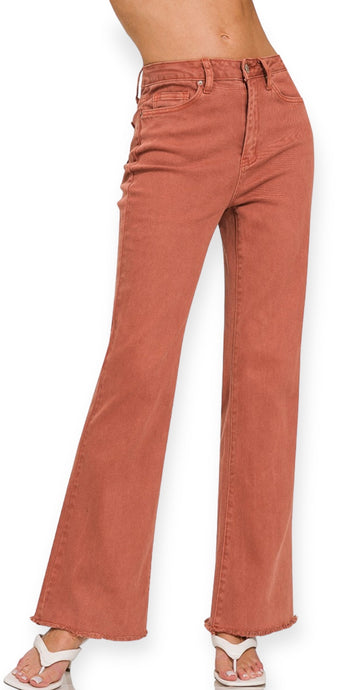 Gianna Straight Wide Pants- Rust