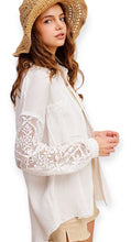 Load image into Gallery viewer, Lotus Crochet Button Down Blouse- White
