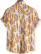 Load image into Gallery viewer, Monterey Gold Leaf Print Camp Shirt

