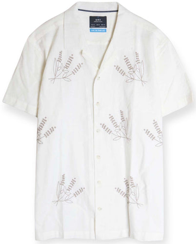 Crisp White Embroidered Floral Shirt