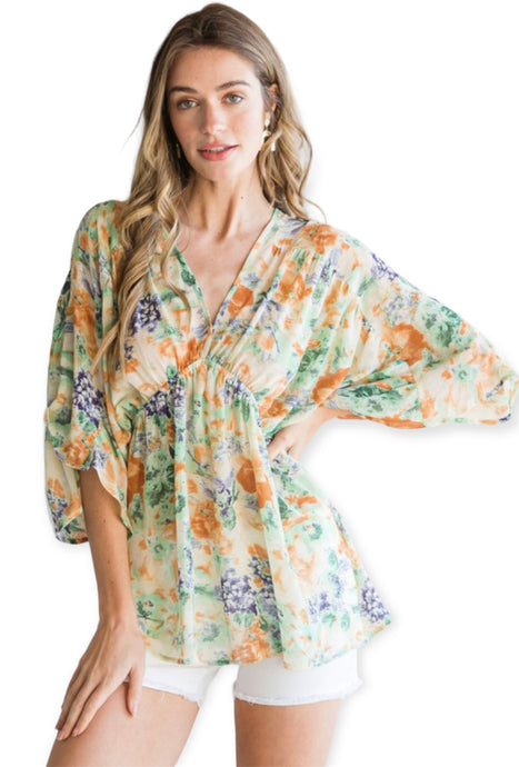 Holly's Floral Chiffon Baby doll Blouse