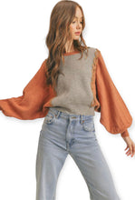 Load image into Gallery viewer, Mixed Knit Batwing Sweater- Copper
