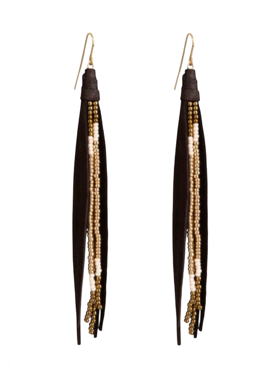 Western Tassel Earrings In Dark Brown and Gold