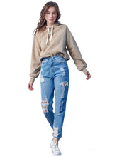Load image into Gallery viewer, Distressed High Waste Mom Jeans
