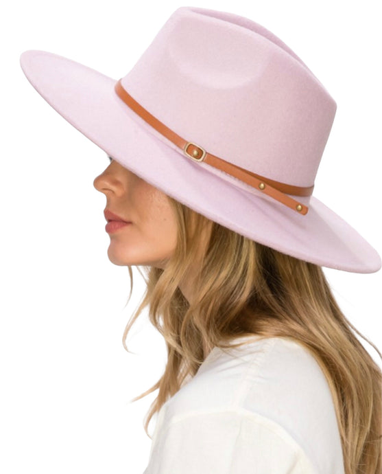Wide Brim Panama Hat- Mauve