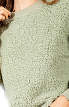 Load image into Gallery viewer, Sherpa Teddy Bear Sweater- Sage
