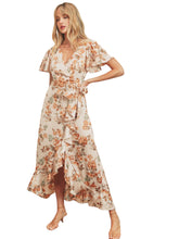 Load image into Gallery viewer, Spring Floral Satin Maxi Wrap Dress
